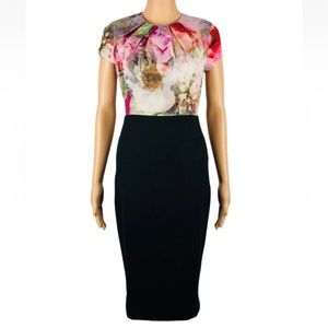 Ted Baker Floral Pencil Skirt Short Sleeve Crewneck dress size 4